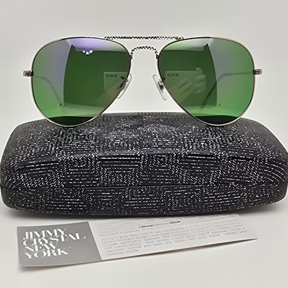 Jimmy Crystal GL1261 Swarovski Silver Frame Purple Mirror Len Aviator Sunglasses main image 12